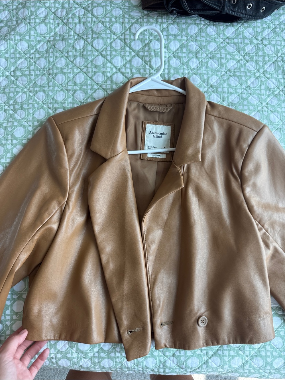 Abercrombie tan leather jacket